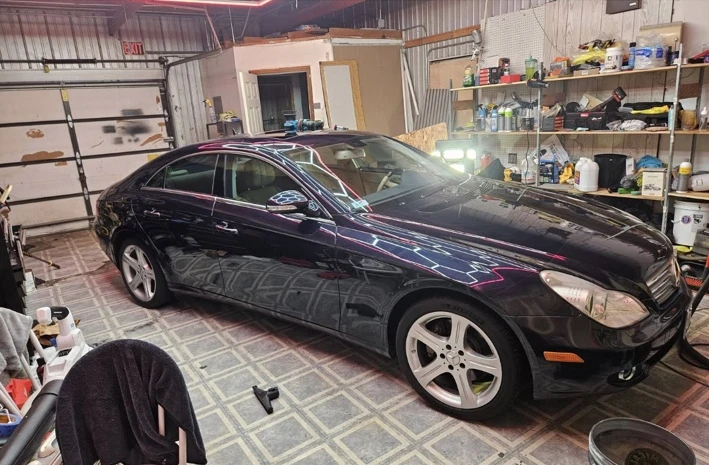 Black Mercedes photographed at Crystal Clean Automotive Spa
